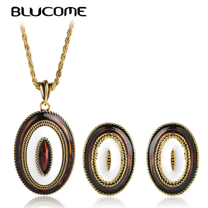 Женский Ювелирный Комплект Blucome комплект из колье и серёг с круглым кулоном