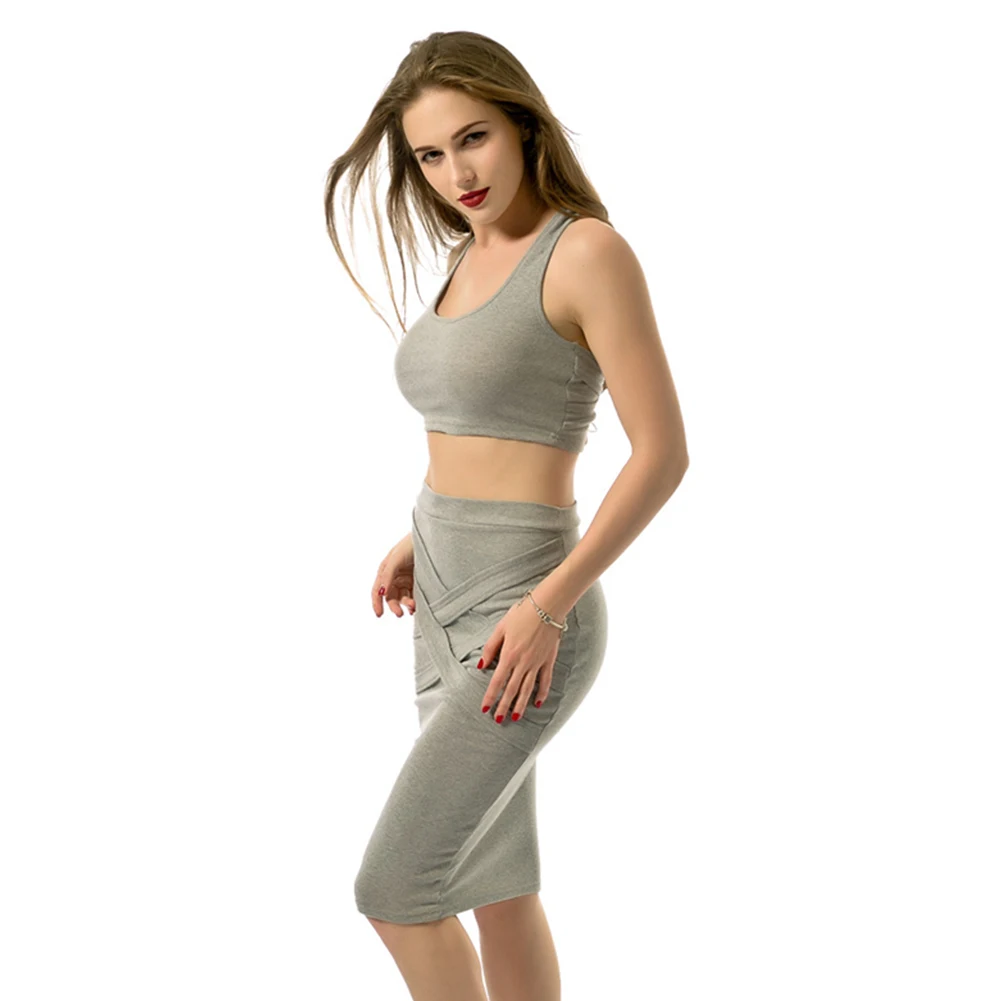 Сексуальное Бандажное платье летний женский сарафан без рукавов из двух частей