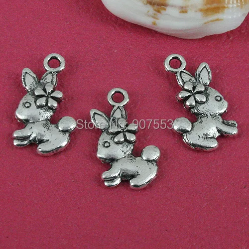 

40pcs tibetan silver color cute rabbit design charms EF0497