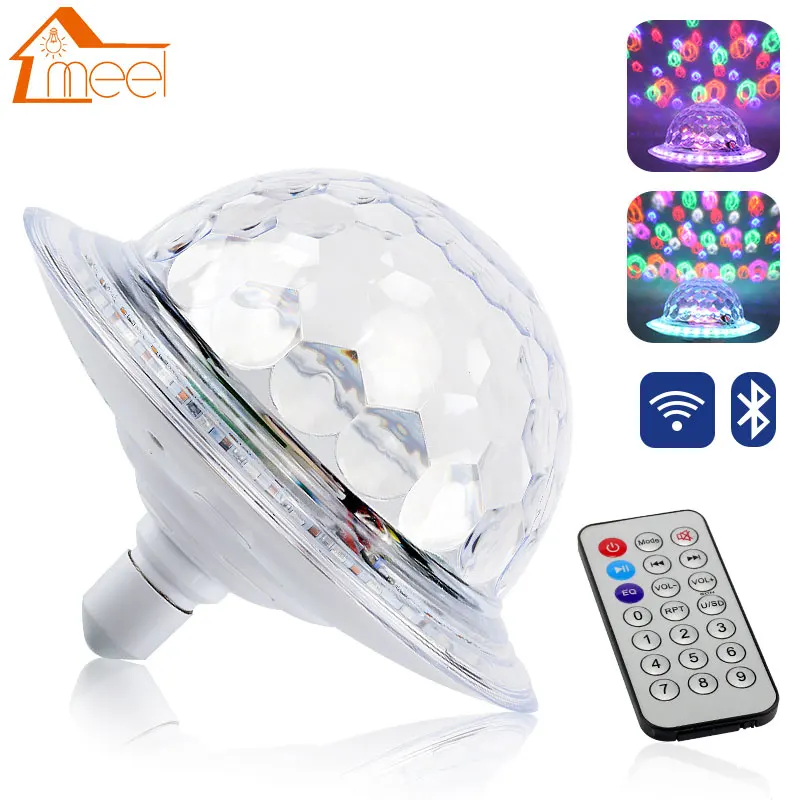 UFO кристалл магический вращающийся шар E27 Bluetooth MP3 RGB диско светильник 6 цветов дистанционное управление проектор вечерние DJ сценический светильник ing