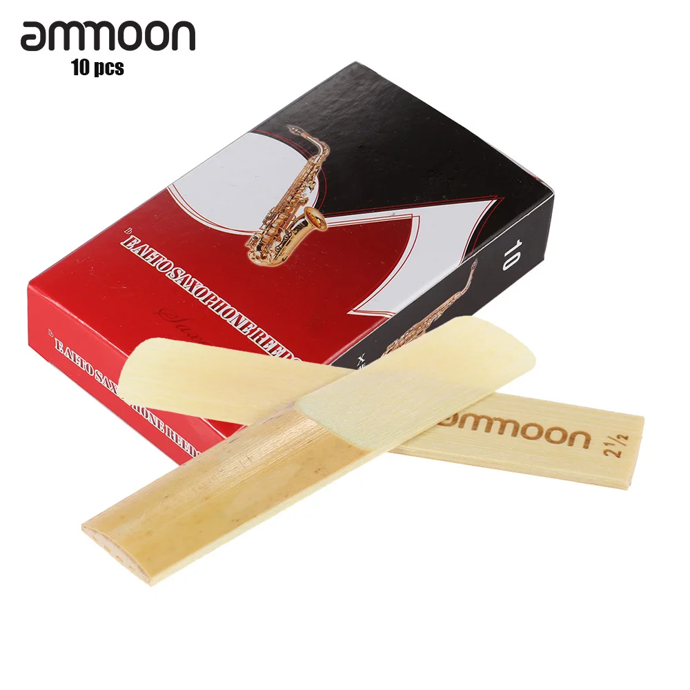 

ammoon 10-pack Pieces 2.5 Bamboo Reeds for Eb Alto Saxophone Sax Strength Woodwind Instruments Parts & Accessories