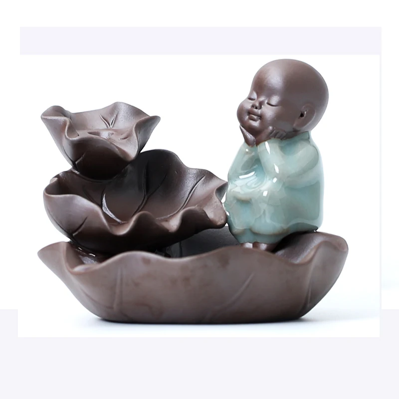 Прекрасный Joss фигурка монаха Керамика фарфор Ладан плита держатель горелки печи