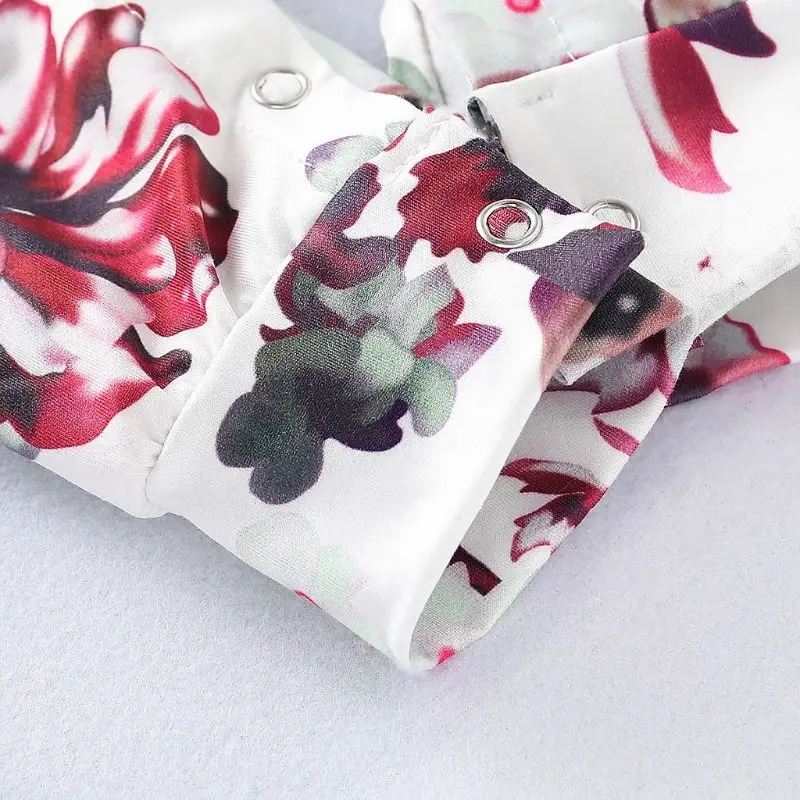 Детский комбинезон с длинными рукавами хлопковый цветочным рисунком для