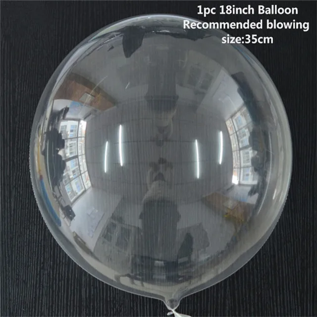 1pc 18inch DIY перо светящиеся воздушные шары Bobo Прозрачные Шары прозрачные круглые шары для дня рождения украшения детей - Цвет: 1pc 18inch