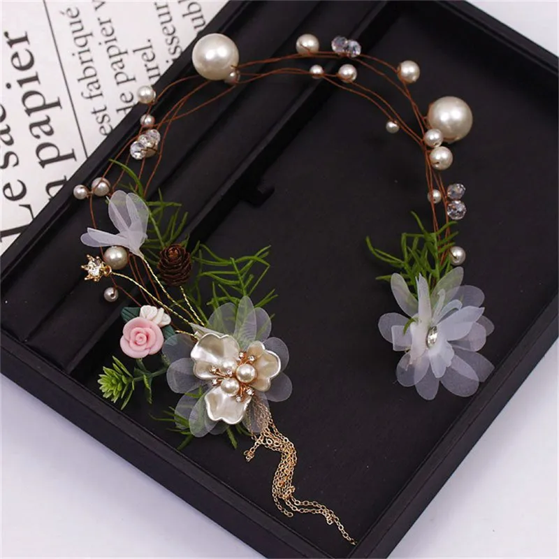 Повязка для волос ручной работы CC 100% повязка на голову корона жемчуг вечеринки