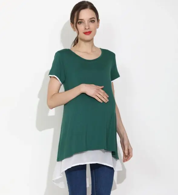 Short sleeve green Женская одежда для кормящих мам топы для беременных и кормящих молочных кормящих мам, рубашки больших размеров - Цвет: Short sleeve green