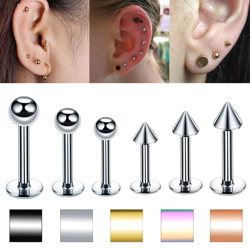 3 шт./лот стали Лабрет серьги гвоздики кольца шип с шаровым типом губ Monore пирсинг