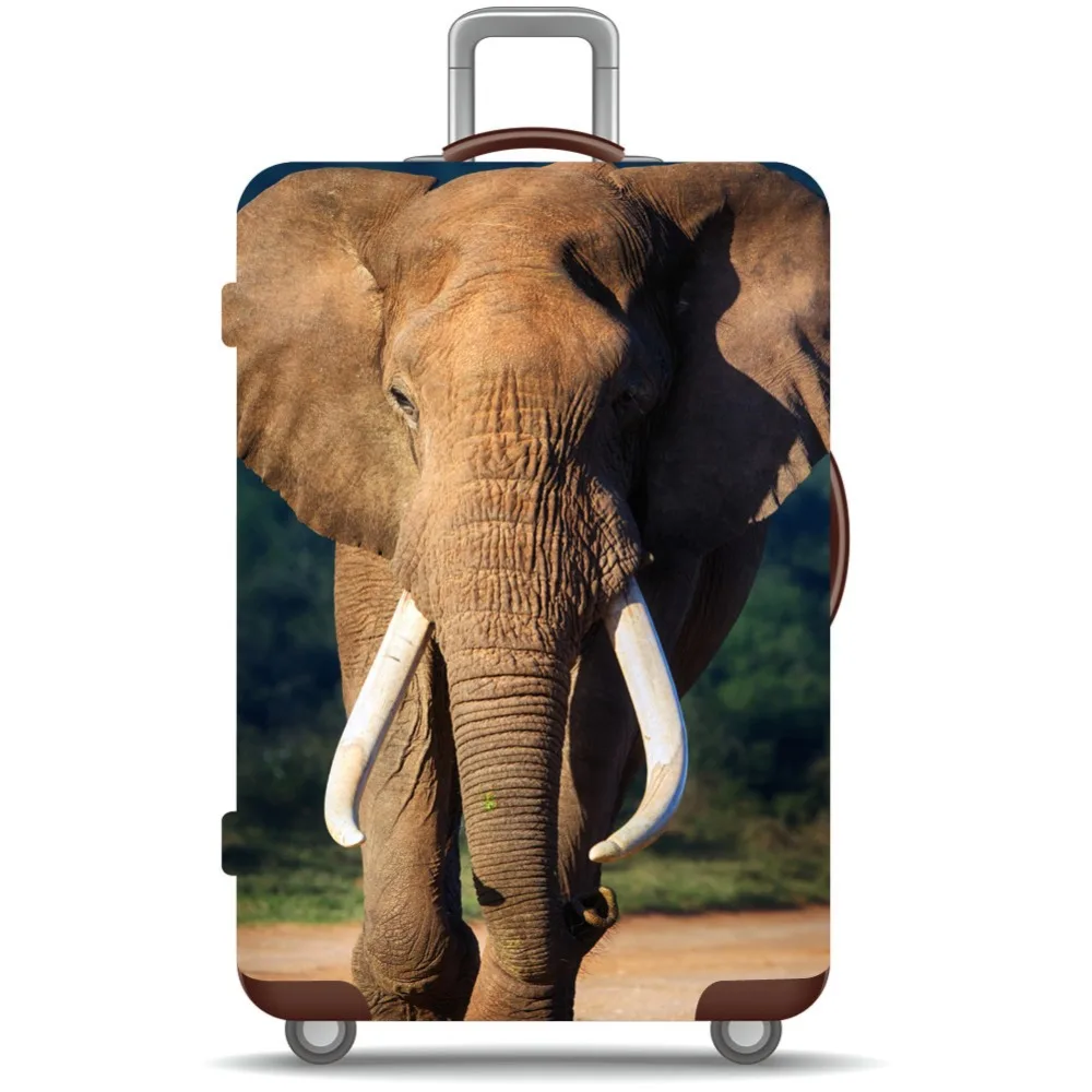 Прочный защитный чехол для багажа из спандекса с принтом слона эластичный