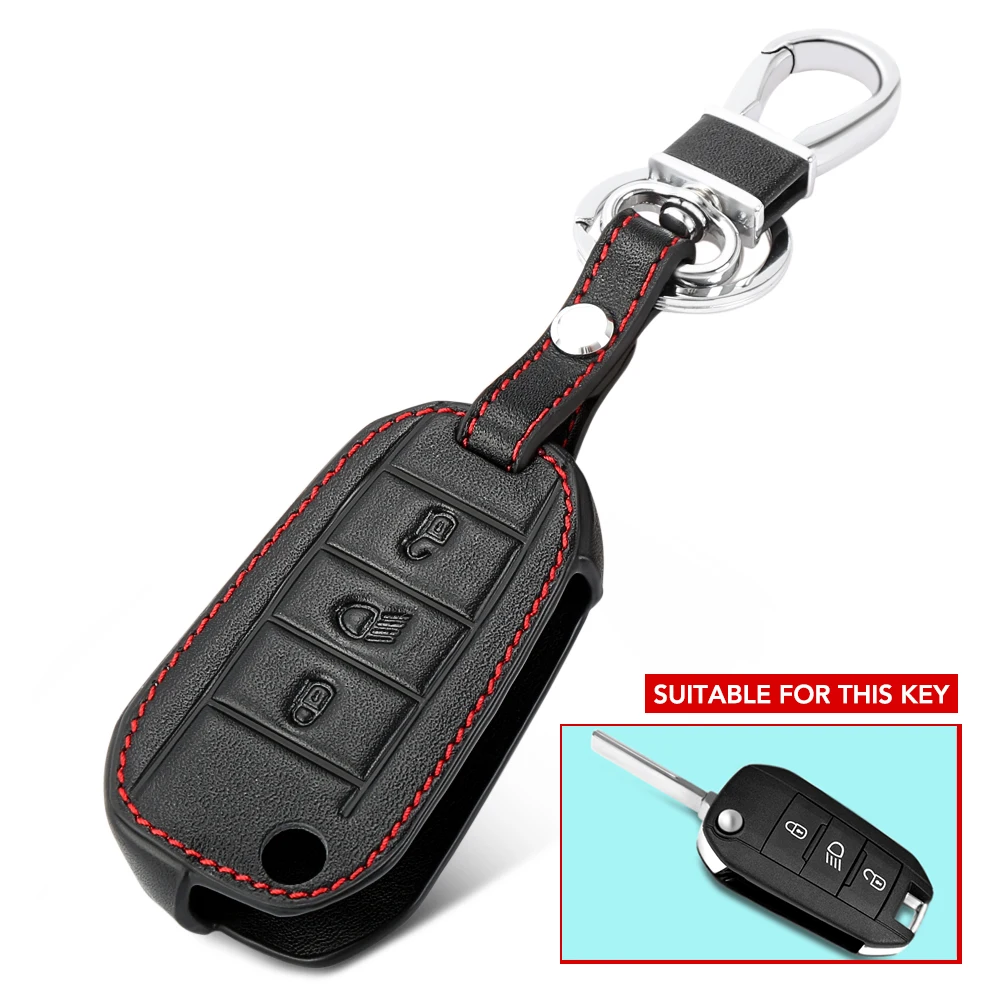Кожаный чехол для ключей автомобиля складной Peugeot 208 508 2008 Citroen C4L CACTUS C5 C3 C6 C8 Picasso Xsara