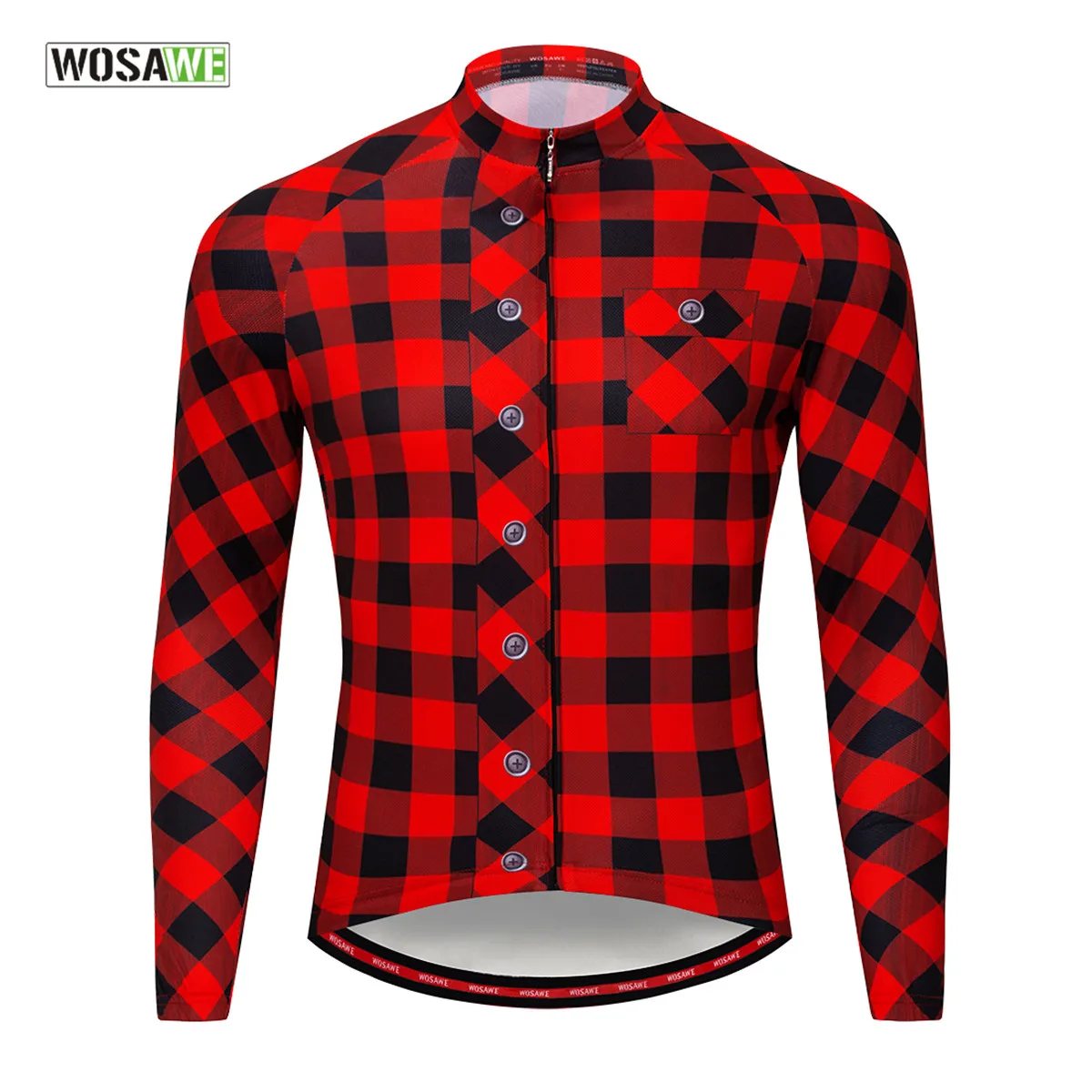 WOSAWE мужская клетчатая рубашка для велоспорта с длинным рукавом принтом Mtb