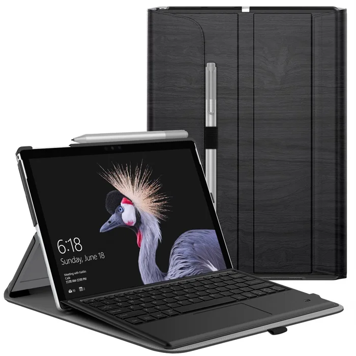 Dark Wood Grain Чехол для microsoft Surface Pro 7/Pro 6, ультра легкий портфель бизнес-чехол с держателем для ручки для Surface Pro 6/Pro 5/Pro 4 - Цвет: Dark Wood Grain