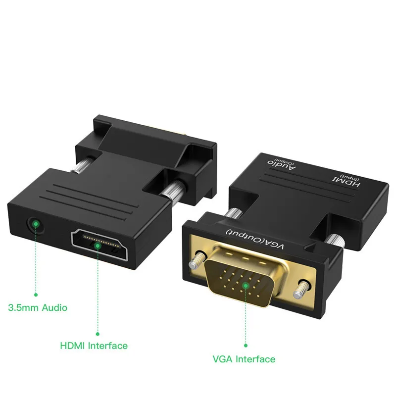 Hdmi-vga адаптер с аудио кабелем HD 1080P цифро-аналоговые аудио и видео HDTV конвертер кабель для ноутбука PS3 коробка проектора
