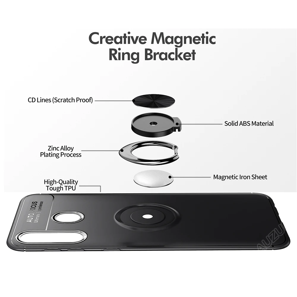 Luxury Shockproof Case For Samsung Galaxy A10 A30 A40 A50 A70 Bracket Ring Car Holder Matte Soft Silicone Cases Full Back Cover |