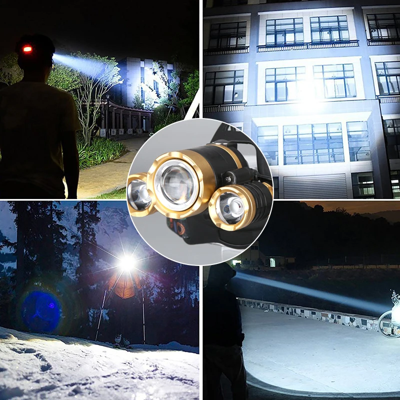 Светодиодный налобный фонарь с датчиком T6 мощный водонепроницаемый портативный