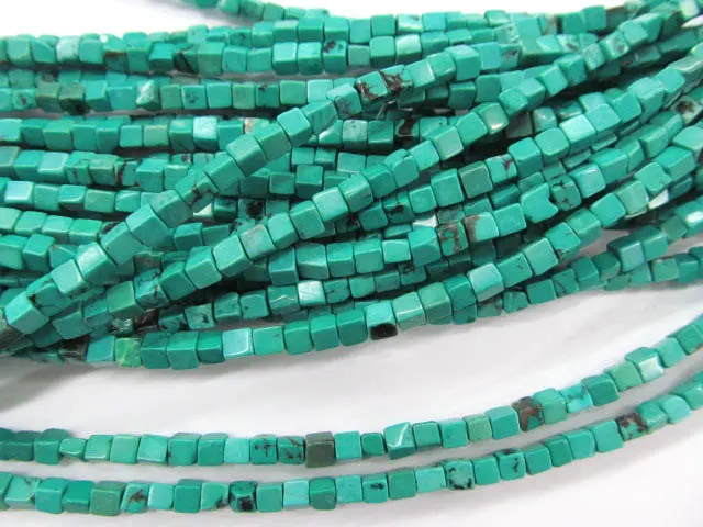 

high quality bulk 4mm 5strands turquoise gemstone cubic square box green jewelry beads 16inch/l