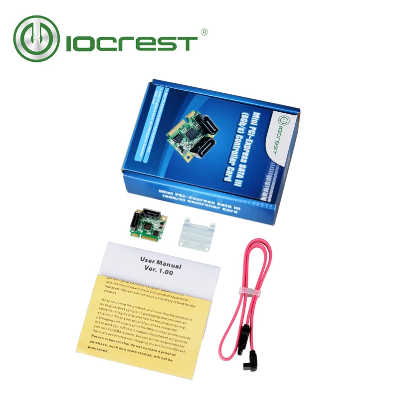 IOCREST Mini PCI Express 2 внутренняя SATA III ( 6 ГБ/сек.) RAID ASM1061R карта контроллера 3 0 Гбит/с порты