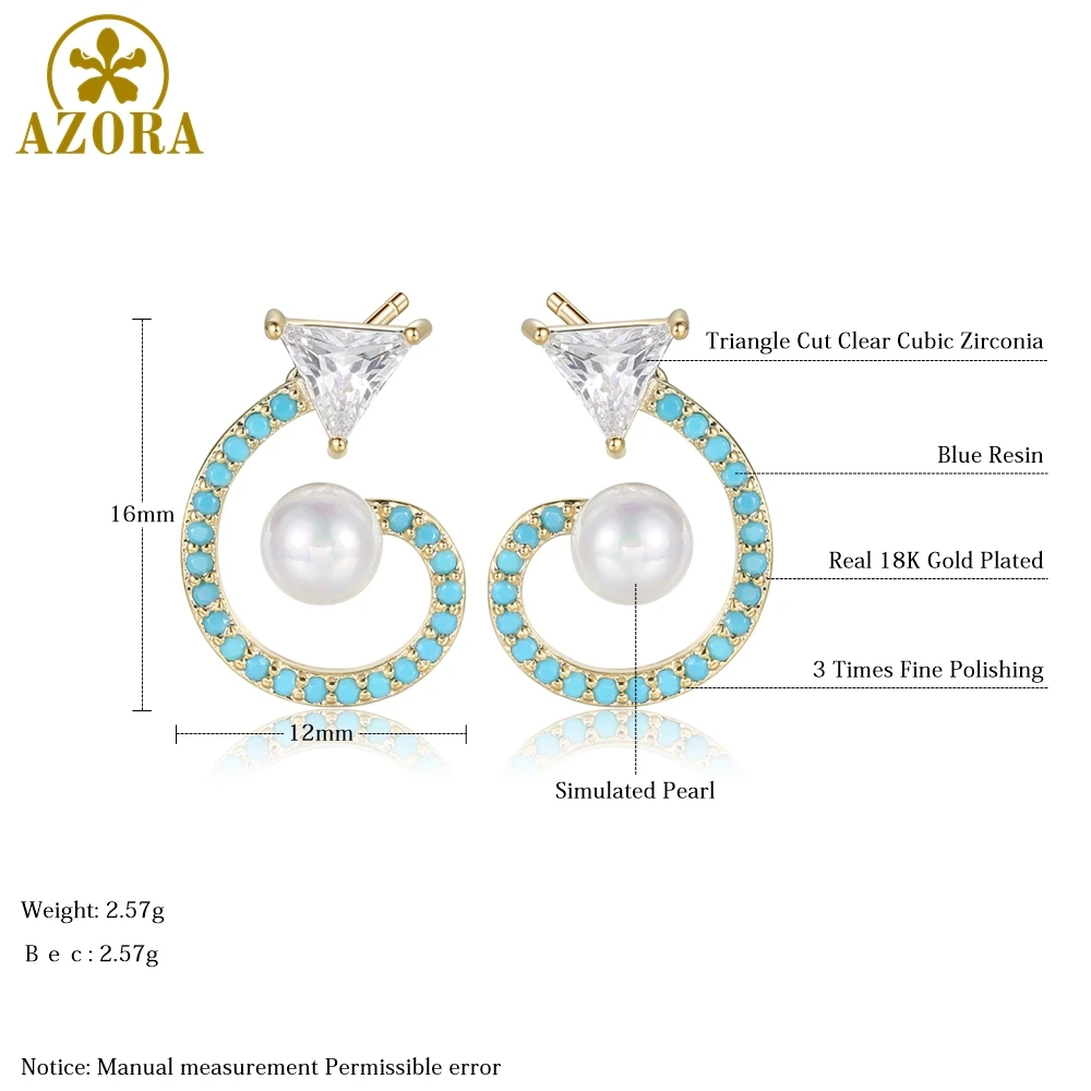 Женские серьги гвоздики в форме лисьего хвоста AZORA синие вечерние Ги из смолы с