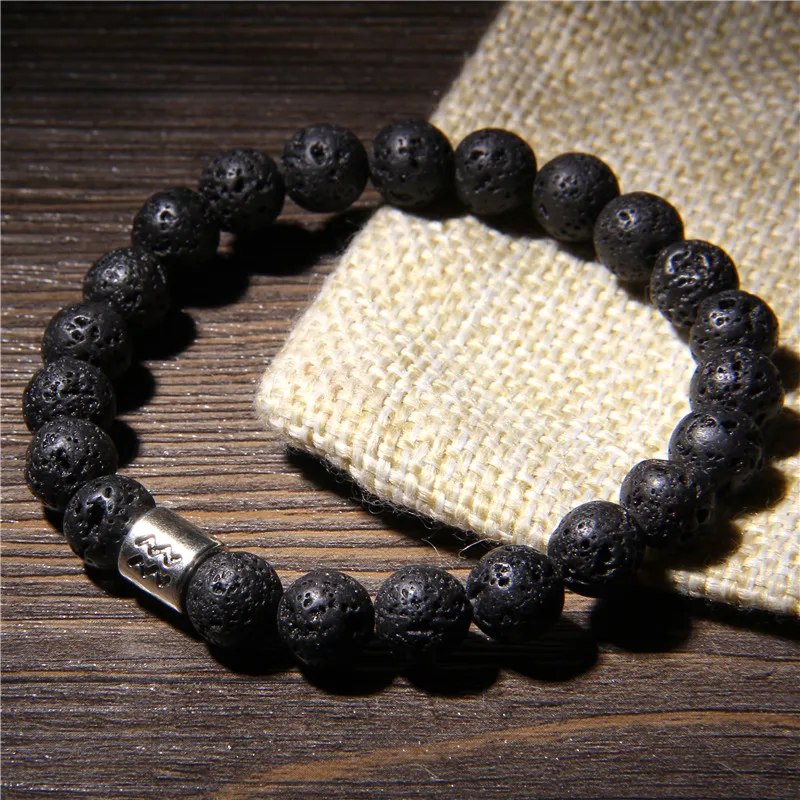 12 созвездий браслет для женщин и мужчин ювелирные изделия натуральный черный