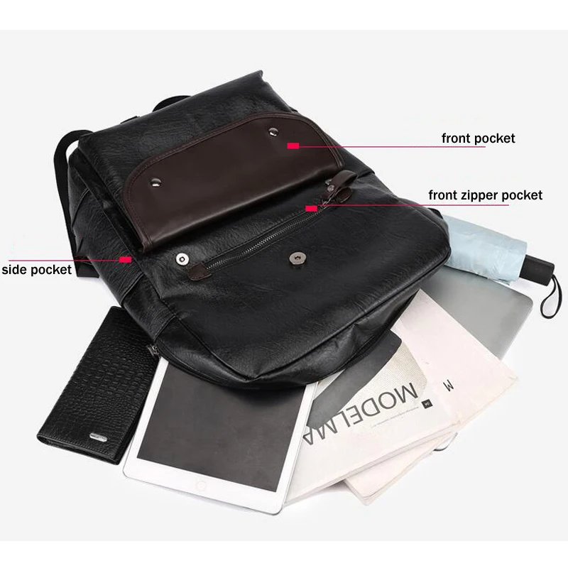 Высокое качество мужской рюкзак сумки повседневный из искусственной кожи Mochila