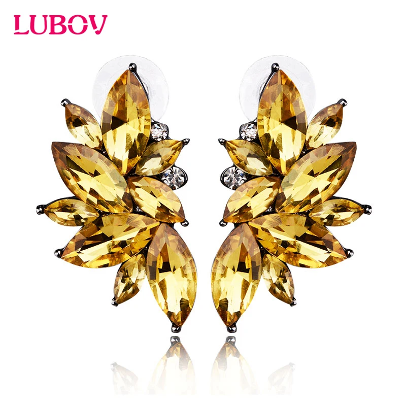 

Opal Stone Stud Earrings Christmas Party 2018 Brand New Elegant Crystal Earrings For Women Trendy Golden Women Earrings