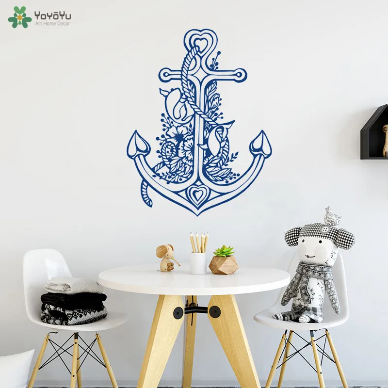 YOYOYU Wall Decal Creative Flower Anchor Sticker For Kids Room Nursery Bedroom Gift Wallpaper Playroom Home Decor Art CT555 | Дом и сад