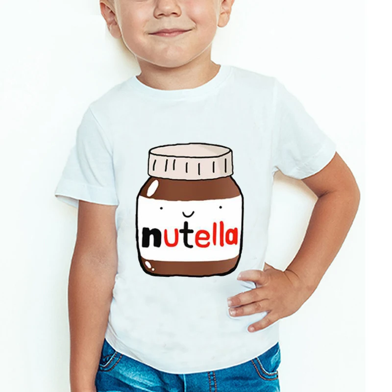 Летняя футболка с принтом Nutella милые белые топы круглым вырезом хлопковая Мягкая