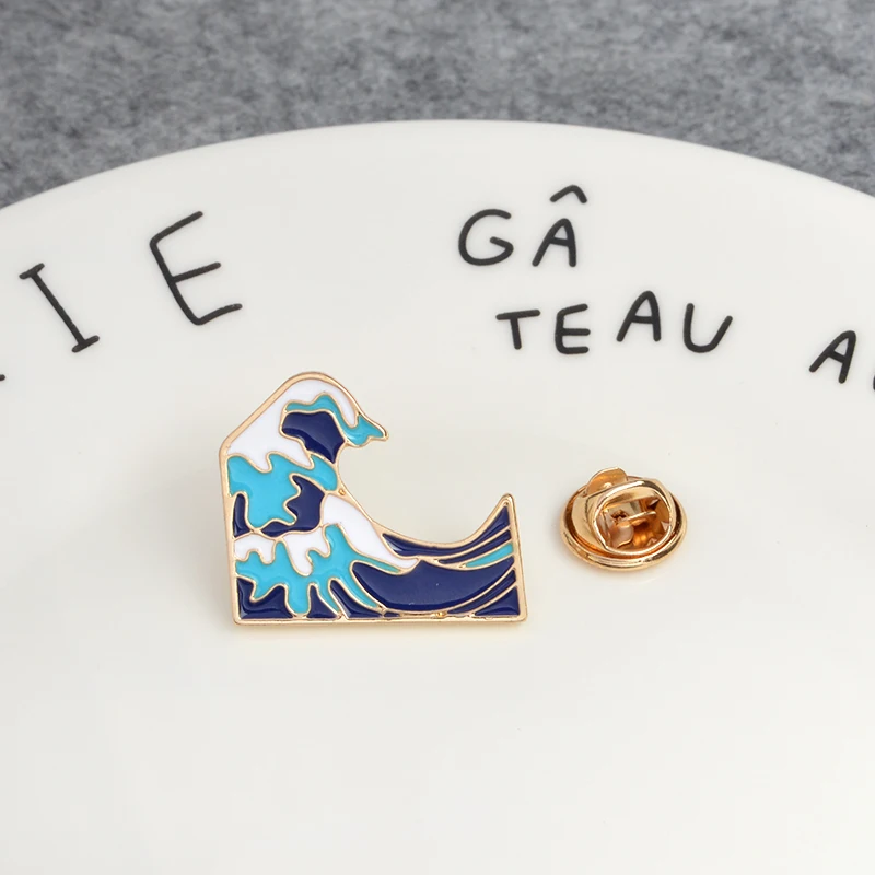 Blue sea waves Brooch Collar Ocean Coat backpack bag Jackets Pin Badge Cartoon Jewelry Gift for Kids Children souvenir | Украшения и