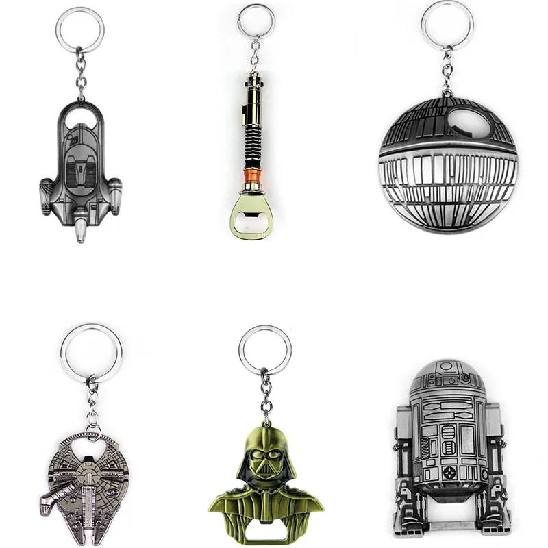

Star Wars Spaceship Bottle Opener Keychain Toys Starwars Lightsaber Millennium Falcon R2d2 Beer Bottle Openers Keyrings BB8