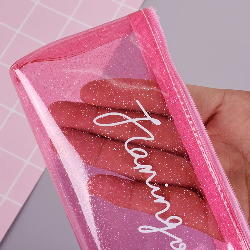 New color PVC transparent waterproof student pencil case school pencil cases for girl Silica gel pencil bag stationery
