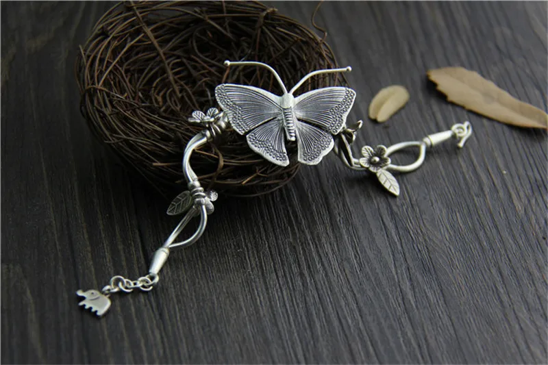 Горячая S925 тайский серебряный милый бабочка античное серебро красивый женский браслет ювелирные изделия модный подарок 5 стилей в случайном порядке WT001