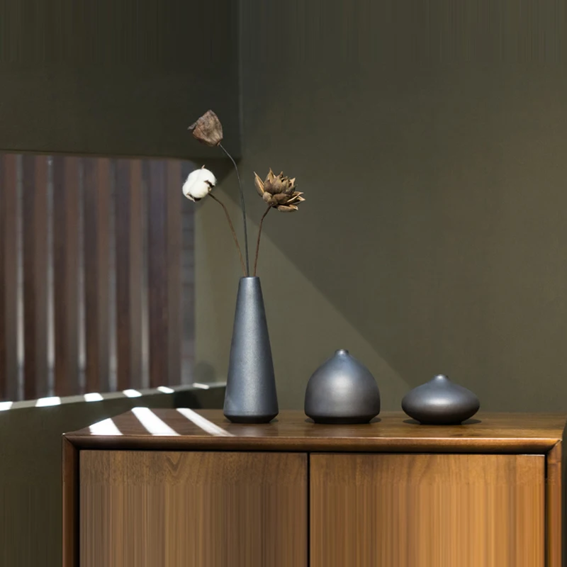 Европейская креативная матовая керамическая ваза чёрный Настольный вазы