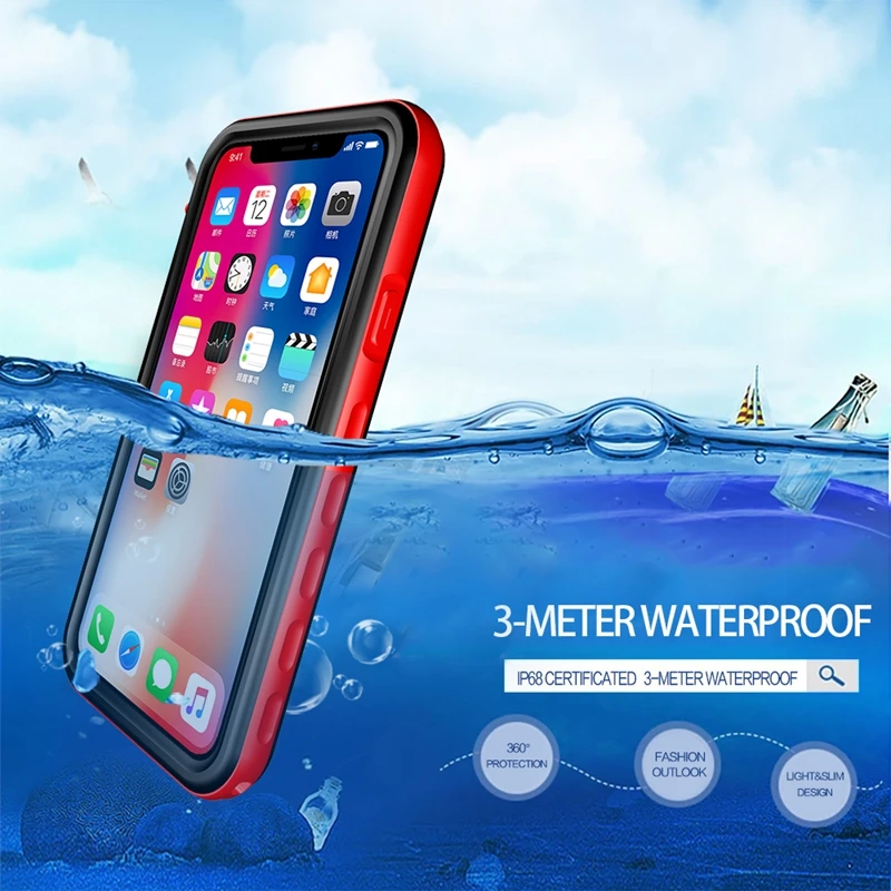 Водонепроницаемый Чехол IP68 для iphone X ударопрочный чехол подводного плавания