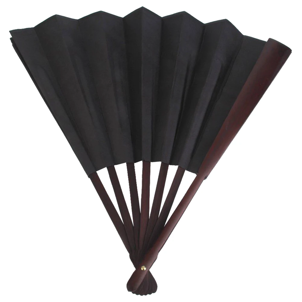 ALIM Hand Fan Folding Blank Calligraphy Writing Dancing for Men's 33cm - Black | Party Favors
