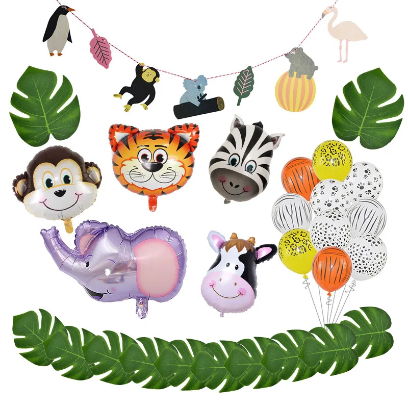 

Jungle Theme Animal Zoo Party Balloons Tiger Zebra Cow Helium Latex Balloon for Kids Children Birthday Party Decoration Supplies