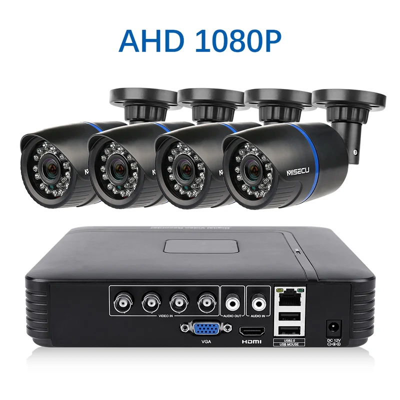 Белый MISECU 4CH CCTV система 720 P 3 в 1 аналоговая камера высокого разрешения, система видеонаблюдения, цифровой видеорегистратор 2 шт. 1,0 МП система наблюдения с инфракрасными датчиками камера 1200 TVL камера наблюдения - Цвет: Белый