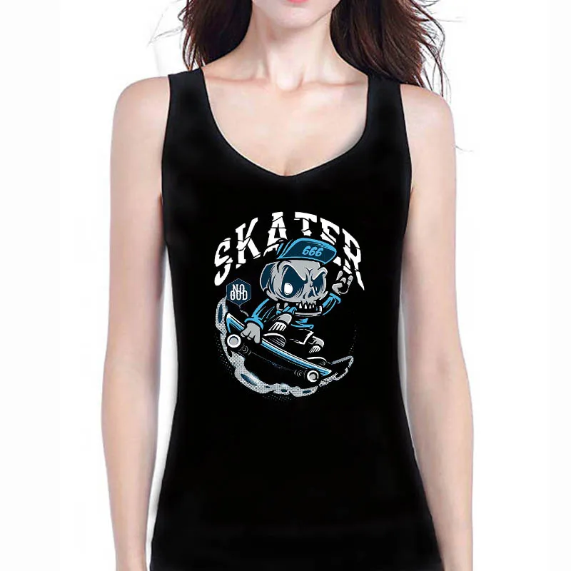 Showtly SKATER 666 print letter women's tank tops casual cotton super soft | Женская одежда