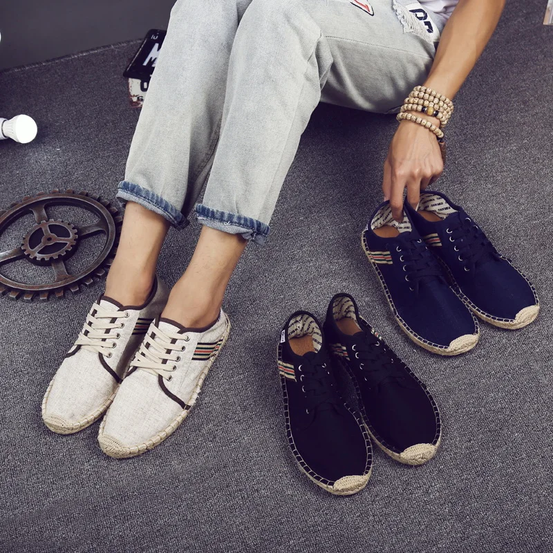 Buono Scarpe/эспадрильи; женская и мужская обувь на плоской подошве в рыбацком стиле; парусиновые Лоферы без застежки; дышащие мокасины на плоской подошве с закрытым носком