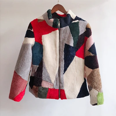 19 years new zipper Натуральный мех, овчина, пальто для женщин, зимнее, цветное, Натуральная шерсть, пальто для женщин, стоячий воротник, зимняя, теплая, Овечья стрижка, куртка, верхняя одежда - Цвет: 19 years new zipper