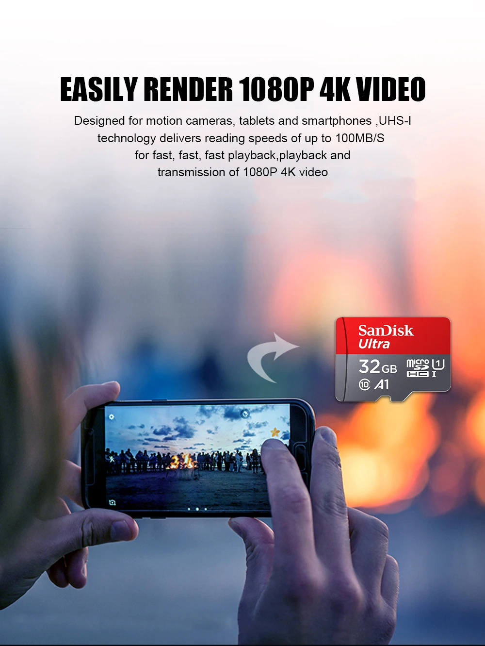 Оригинальная карта памяти SanDisk Micro SD 16 ГБ 32 ГБ 64 Гб 128 Гб карта памяти Microsd Carte sd 32 Гб карта памяти TF с адаптером