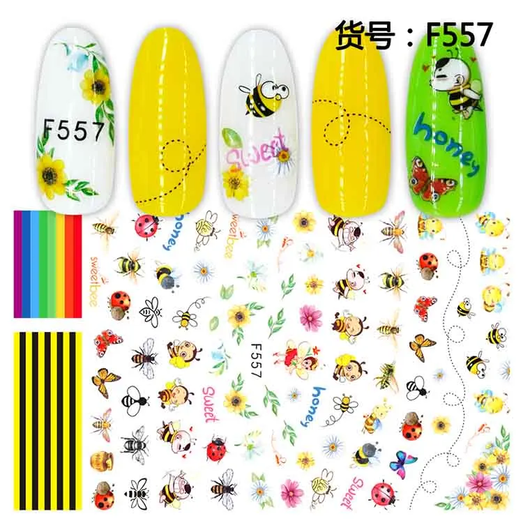 F557 1 шт черный шаблон английской буквы стикеры 3D на ногти Nail Art Красочные животные клейкая наклейка для ногтей слайдер художественные украшения сделай сам MYF554-563 - Цвет: F557