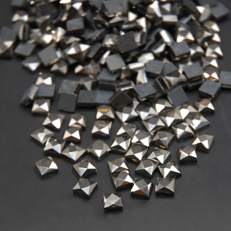 mine silver 6 мм, 200 шт., 16 цветов, квадратная форма, горячая фиксация, стеклянные стразы DMC, горячая фиксация, хрустальные камни для DIY одежды, креативный дизайн - Color: mine silver