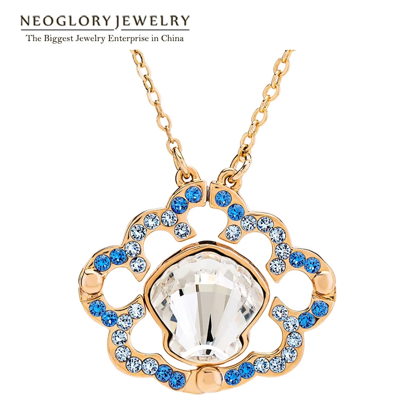 Ожерелья Neoglory золотого цвета шампанского ювелирные изделия для женщин подарок