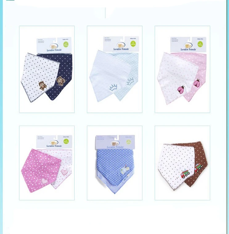 2pcs/lot Trangle Trendy Baby Bib Baby Waterproof Bibs 100% Cotton Bibs & Burp Cloths