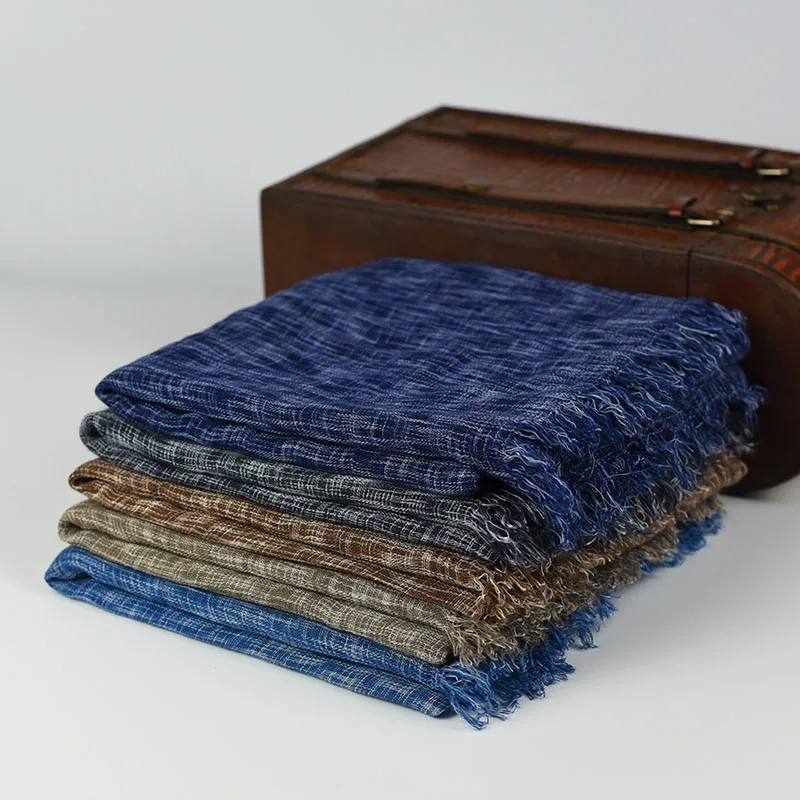 Весенний хлопковый шарф 2018 брендовый однотонный для мужчин джинсовые синие