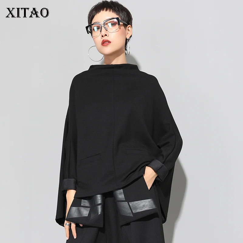 Женская Повседневная футболка с длинным рукавом XITAO однотонная Футболка