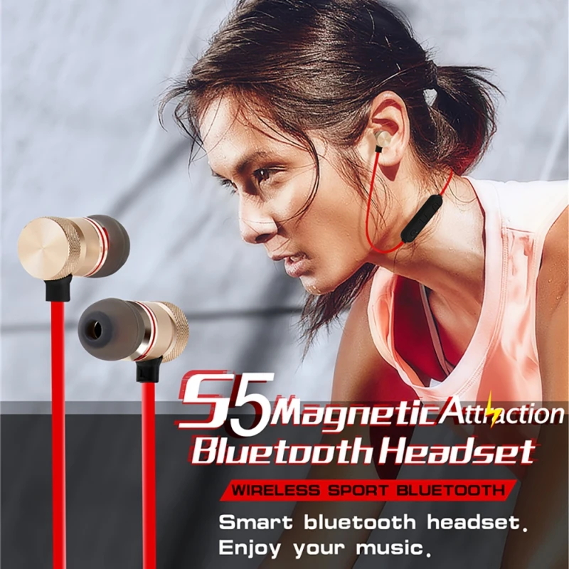 Подвесные спортивные наушники Металлическая магнитная Bluetooth гарнитура для S5