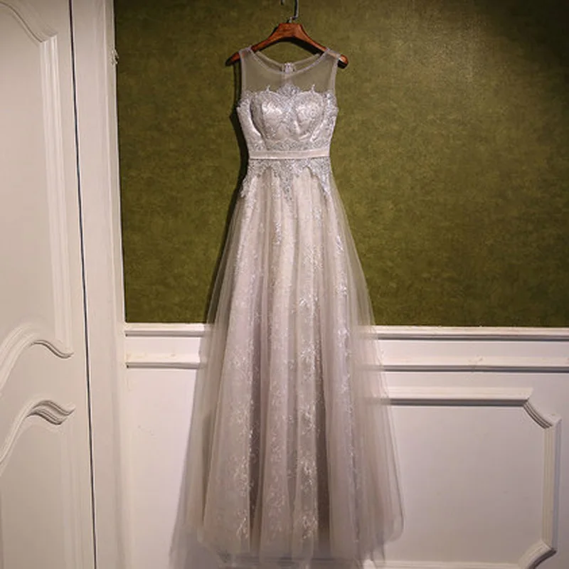 JIERUIZE robe de soiree серое кружево с Бисером Дешевые Длинные вечерние платья кружевные аппликации Формальные платья abendkleider Настоящее платье - Цвет: as picture