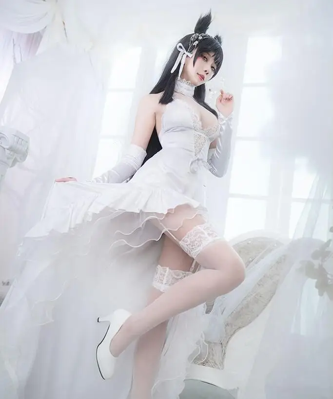 Горячие игры Azur Лэйн Косплей IJN Atago Cos сладкий белый свадебный костюм