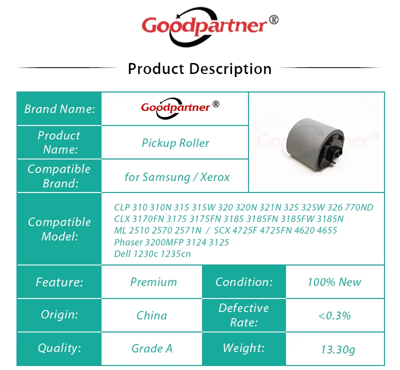 Ролик для пикапа Samsung ML 2510 2570 2571 2571N SCX 4725 CLP 310 315 CLX 3175 Xerox 3200 3124 3125 10X|Детали принтера|