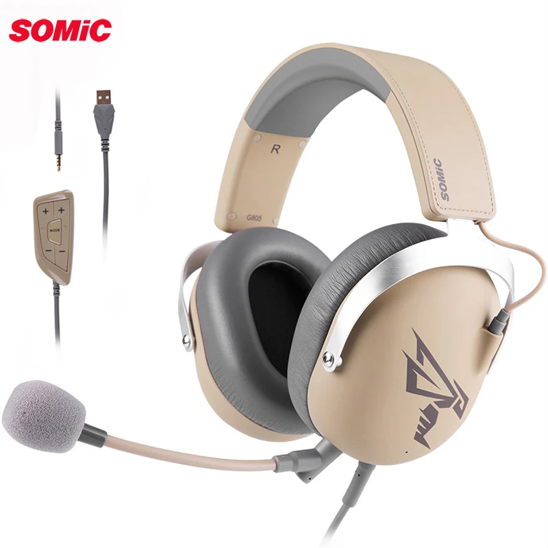 Somic G805 PS4 игровая гарнитура 7,1 Виртуальная 3,5 мм или USB Проводная ПК стерео наушники с гарнитурой с микрофоном для ноутбук Xbox